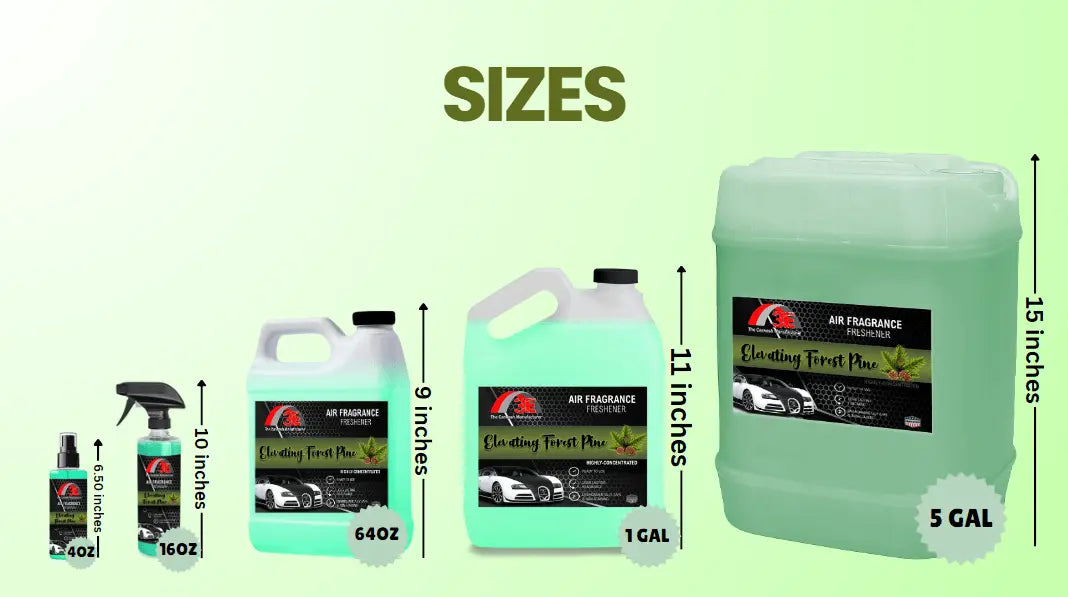 3E The Carwash Manufacturer Elevating Forest Pine Air Freshener and Odor Eliminator available in 4 oz to 5 gallon sizes.