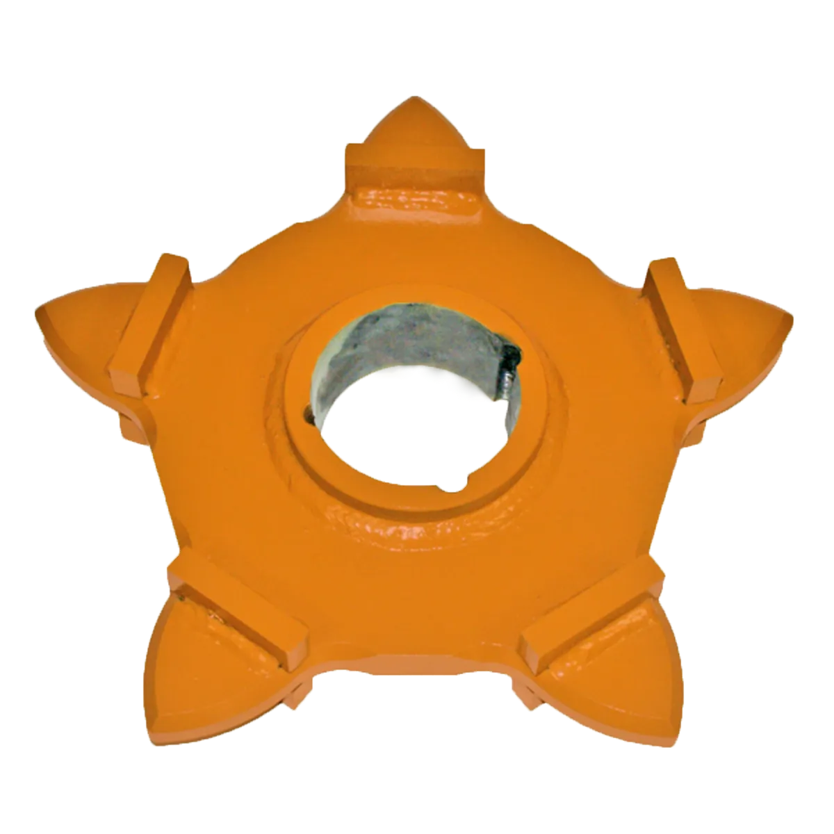 5-tooth sprocket for log chain conveyor made of heat-treated steel with taper-lock drive design.