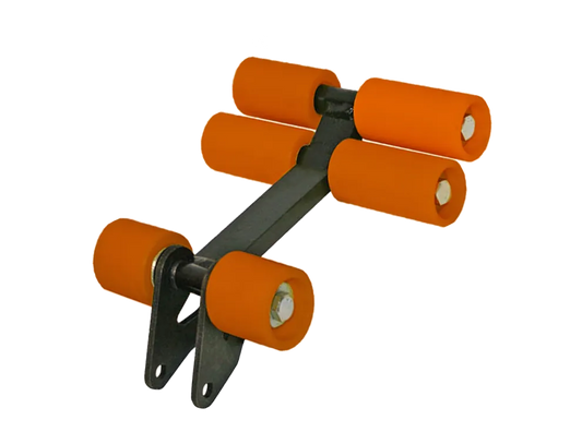 6 Wheel High-Profile Roller Assembly with D81X Tri Plates 2.5 in x 2.75 in Idler Wheel – high-profile roller for car wash conveyor systems by 3E The Carwash Manufacturer.
