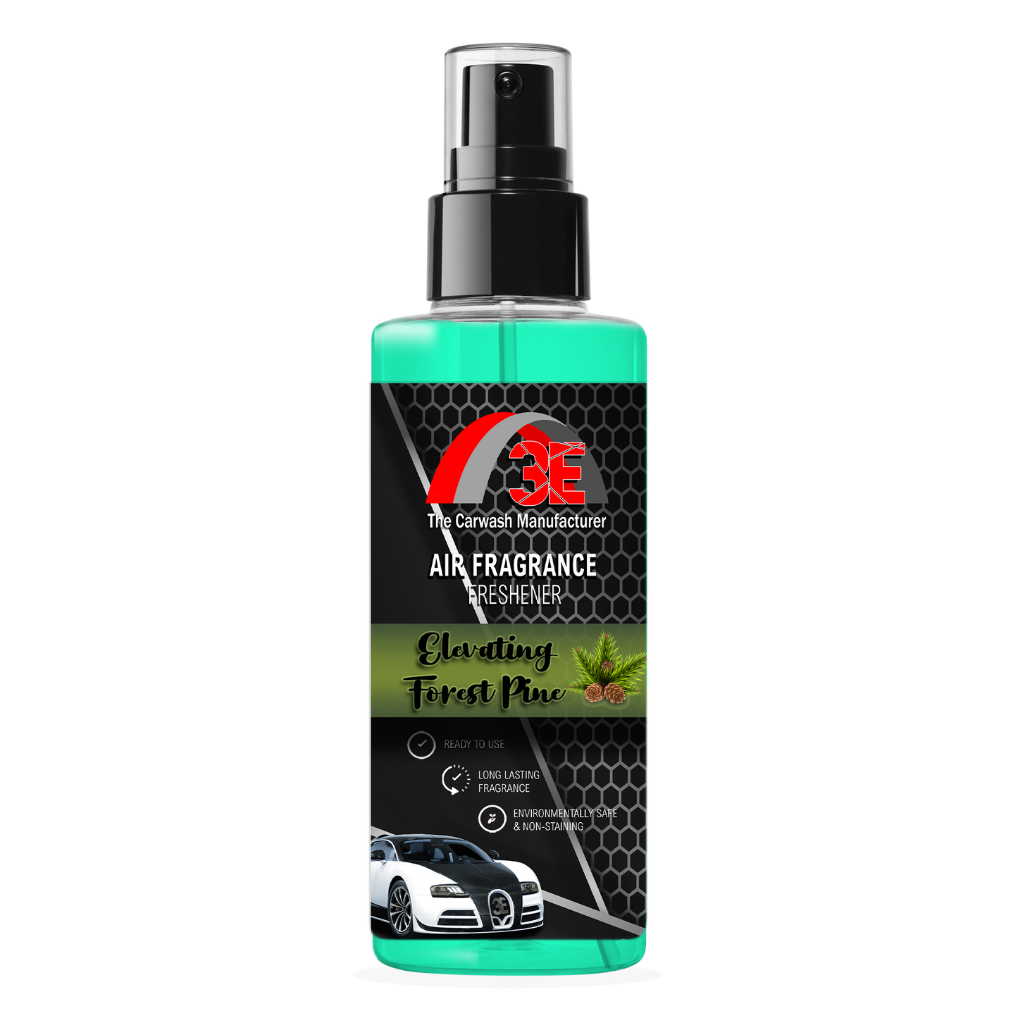 Car air fragrance spray bottle with a visible brand logo on a white background