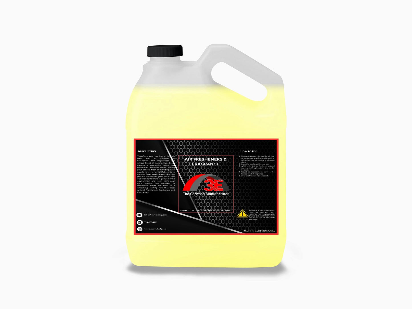Fresh Lemon Air Freshener & Odor Eliminator 1 gallon back view showing product label with usage directions.