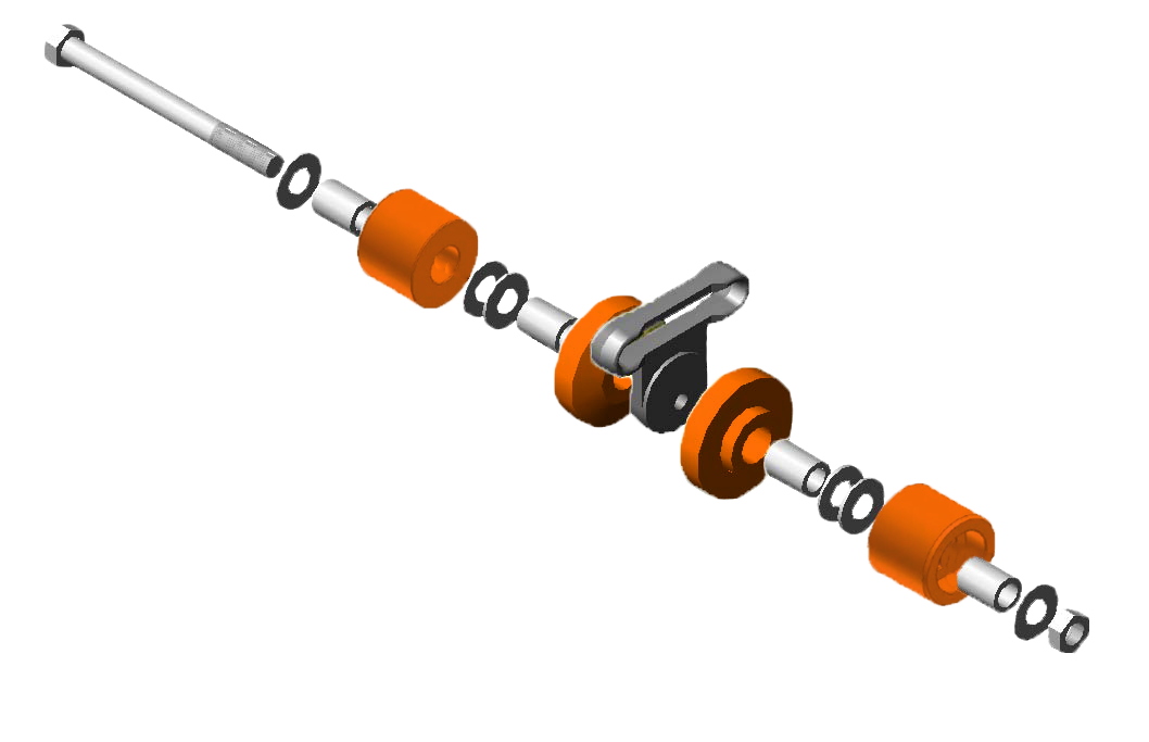 4 Wheel MacNeil Roller Assy with X458 Link 2-1/2" Idler Wheel