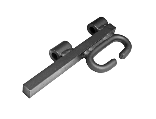 Steel frame link head with log link for 2-pin 3-inch wheel frame used in Hanna conveyor car wash systems.