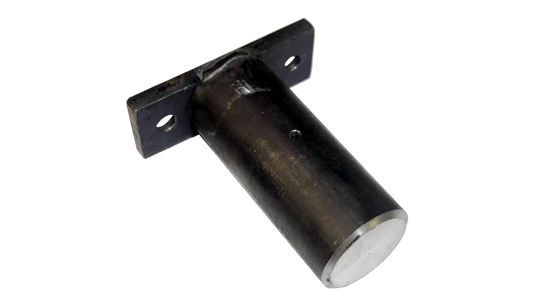Steel shaft with mounting tab for Econocraft axle post, used in car wash surface conveyor take-up drums.