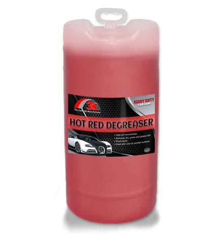 15 gallon Hot Red car degreaser and engine degreaser – heavy duty degreaser for engines, wheels, and tunnel car wash systems.