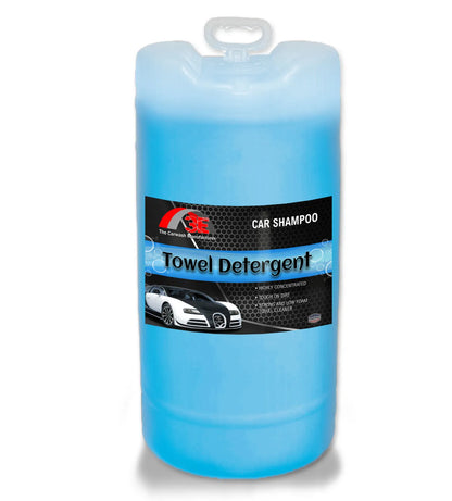 15 gallon Towel Detergent car shampoo, high foaming car wash soap for microfiber towels, mobile detailers, and car care display image.