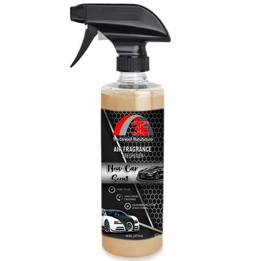 16oz New Car Scent Air Freshener spray bottle for long-lasting car interior odor elimination.