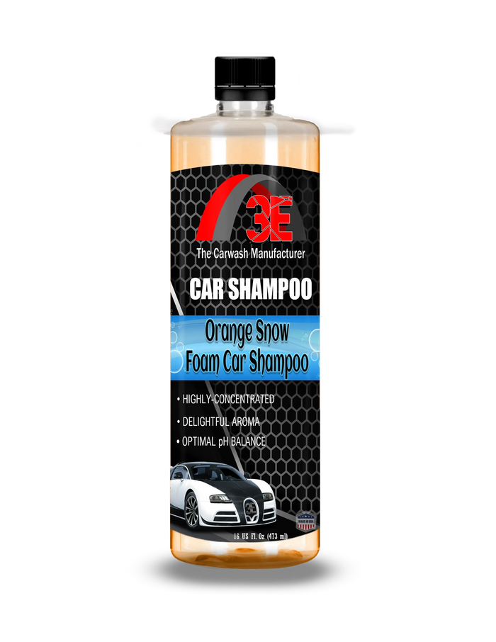 16oz Orange Snow Foam Car Shampoo – premium high foam car wash soap for car detailing and mobile car care.