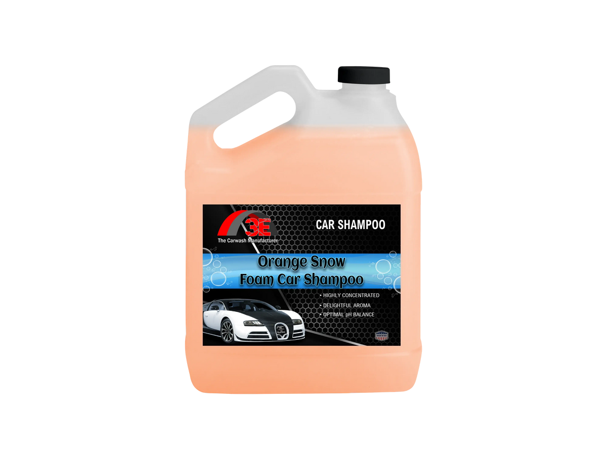 1 gallon Orange Snow Foam Car Shampoo – professional high foaming car wash soap for car care and detailing display image.