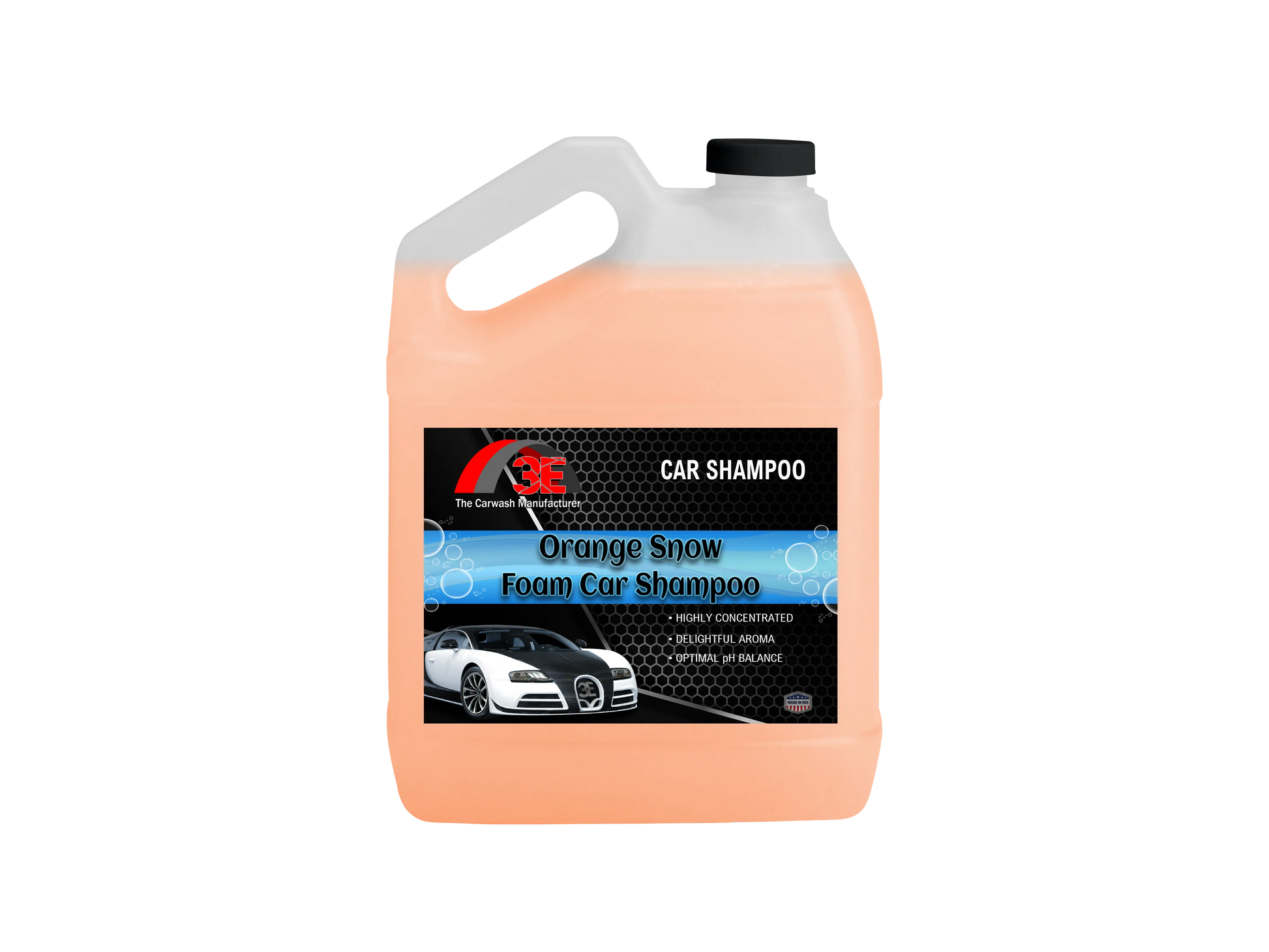 1 gallon Orange Snow Foam Car Shampoo – professional high foaming car wash soap for car care and detailing display image.