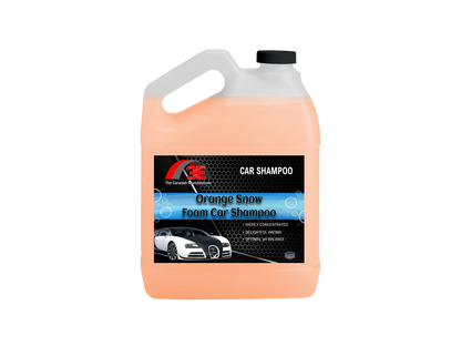 1 gallon Orange Snow Foam Car Shampoo – professional high foaming car wash soap for car care and detailing display image.