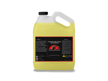 1 gallon Sunshine Pina Colada Car Shampoo – professional high foaming tropical car shampoo with pina colada scent back view.