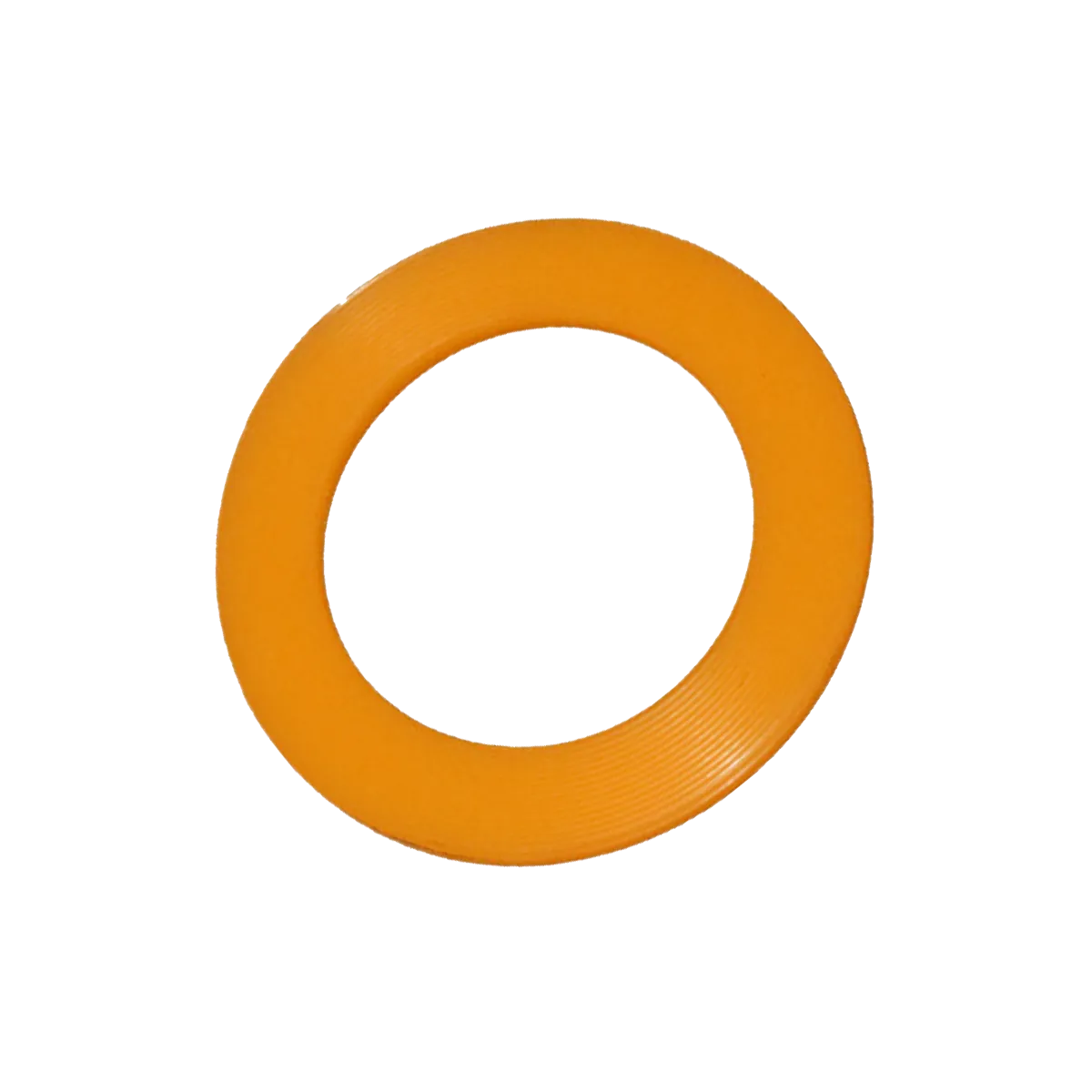 2.25-inch orange UHMW wheel spacer for Belanger Dura Trans roller assemblies used in automatic tunnel car wash systems.