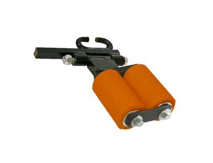 2 Wheel Surface Roller Assembly with BRH-188 – dual UHMW wheels on steel frame for Hanna, PECO, and Belanger car wash conveyors.