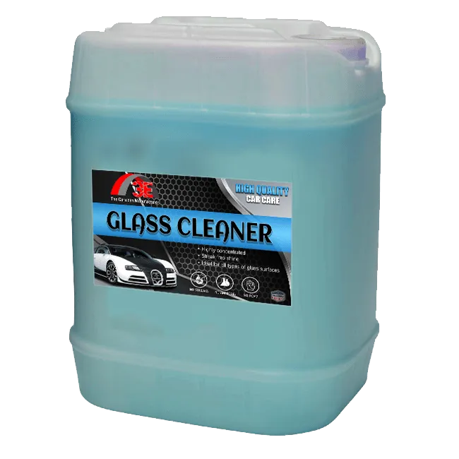 3E Glass Cleaner Blue 5 gallon container, streak free auto glass cleaner and ammonia free car window cleaning solution.