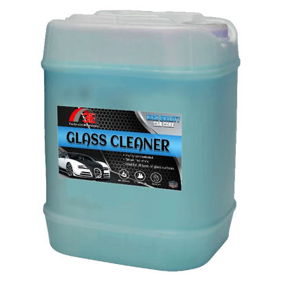 3E Glass Cleaner Blue 5 gallon container, streak free auto glass cleaner and ammonia free car window cleaning solution display image.