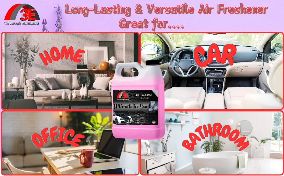 3E Ultimate Ice Air Freshener versatility – great for home, car, office, and bathroom with long-lasting fresh scent.