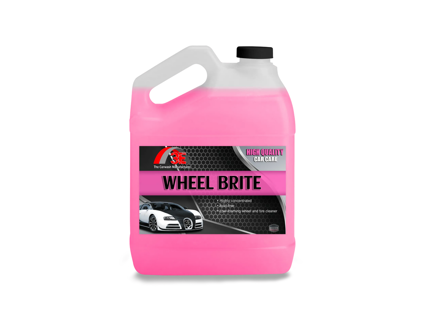 3E Wheel Brite 1 gallon – pH balanced wheel cleaner for professional detailers display image.