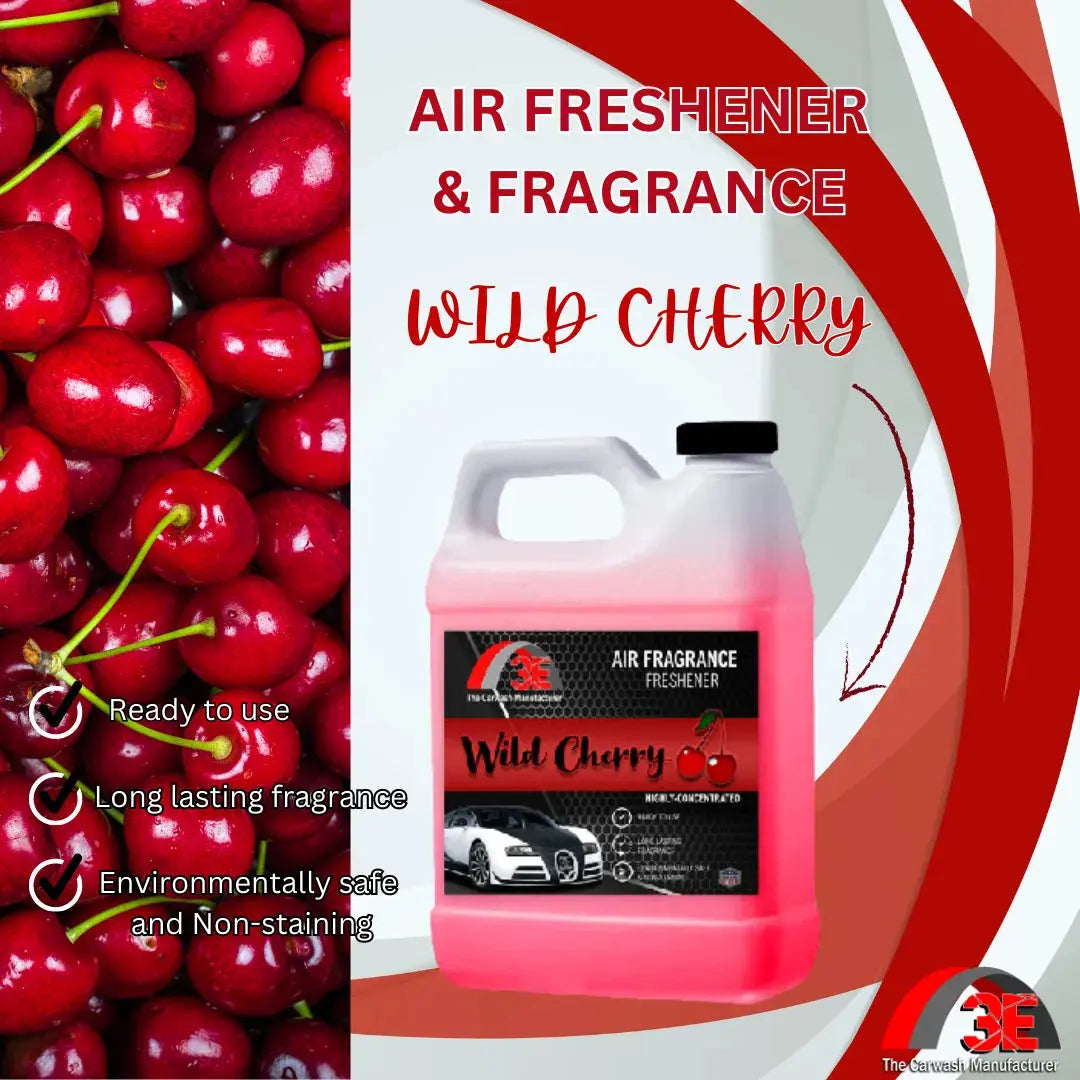3E Wild Cherry Air Freshener – long-lasting car fragrance, ready to use, environmentally safe, non-staining, with bold cherry scent.