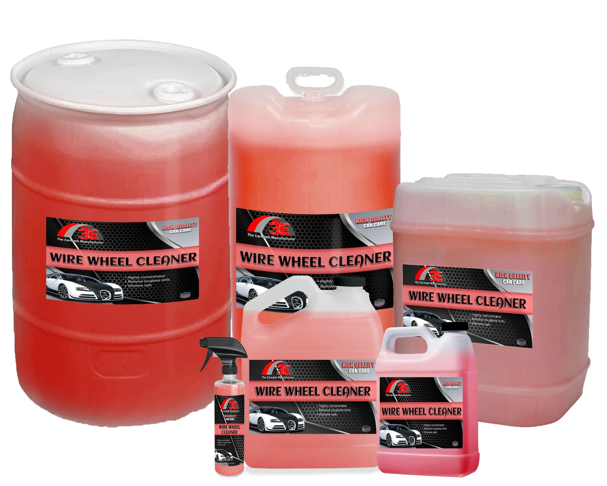 3E Wire Wheel Cleaner all sizes – pH balanced wheel cleaner safe for rims.