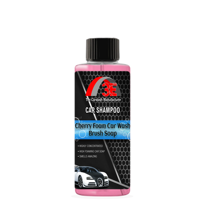 3E Cherry Foam Car Shampoo 4oz – high foaming car wash brush soap with cherry scent, concentrated formula for streak-free shine.