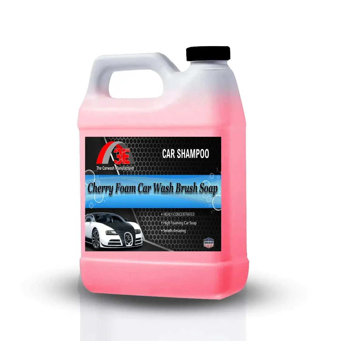 3E Cherry Foam Car Shampoo 64oz – high foaming car wash soap with cherry scent, professional-grade auto detailing solution display image.