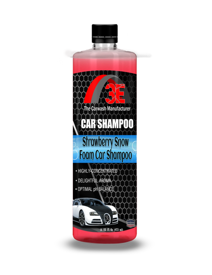 3E Strawberry Snow Foam Car Shampoo 16 oz – high foaming pH balanced car wash soap for detailing and car care.