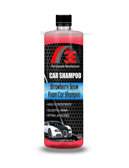 3E Strawberry Snow Foam Car Shampoo 16 oz – high foaming pH balanced car wash soap for detailing and car care.