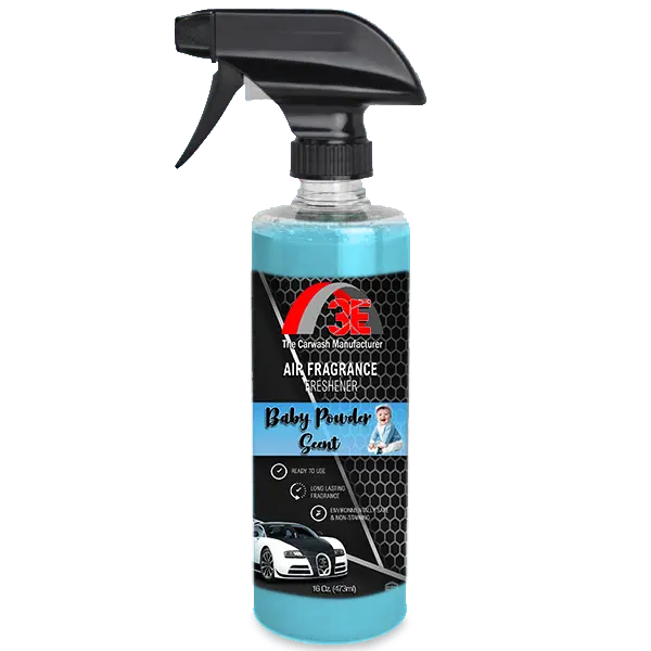 3E The Carwash Manufacturer Baby Powder Air Fragrance Freshener 16oz spray bottle.