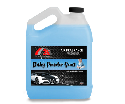 3E The Carwash Manufacturer Baby Powder Air Fragrance Freshener 1 gallon container.