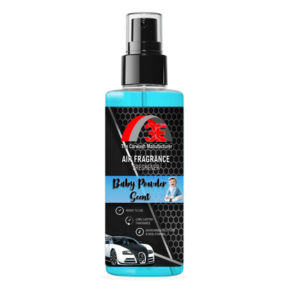3E The Carwash Manufacturer Baby Powder Air Freshener 4oz spray bottle.