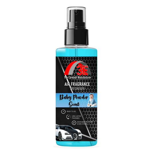 3E The Carwash Manufacturer Baby Powder Air Freshener 4oz spray bottle.