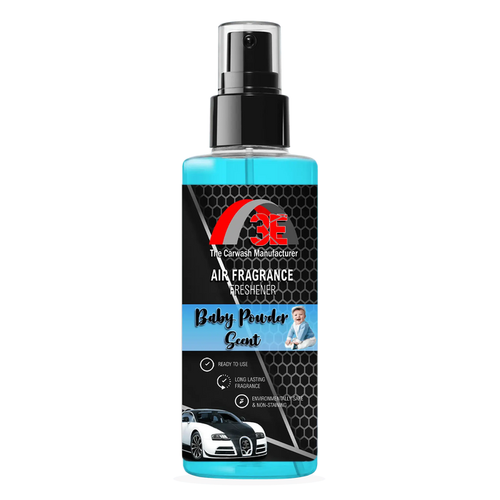 3E The Carwash Manufacturer Baby Powder Air Freshener 4oz spray bottle.