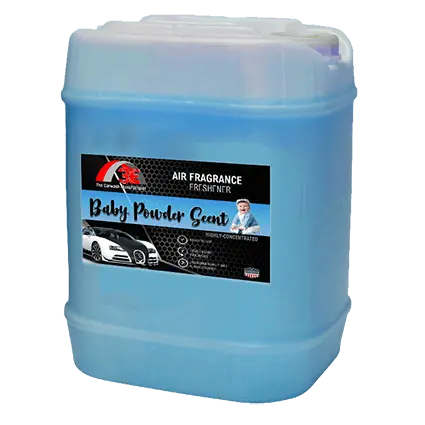 3E The Carwash Manufacturer Baby Powder Air Freshener and Odor Eliminator 5 gallon container.