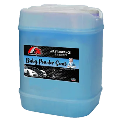 3E The Carwash Manufacturer Baby Powder Air Freshener and Odor Eliminator 5 gallon container.