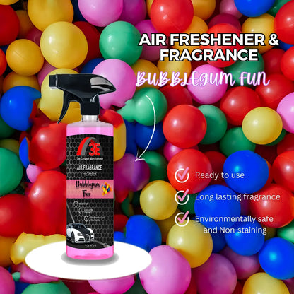3E The Carwash Manufacturer Bubblegum Fun Air Freshener and Odor Neutralizer 16oz spray bottle with product benefits.