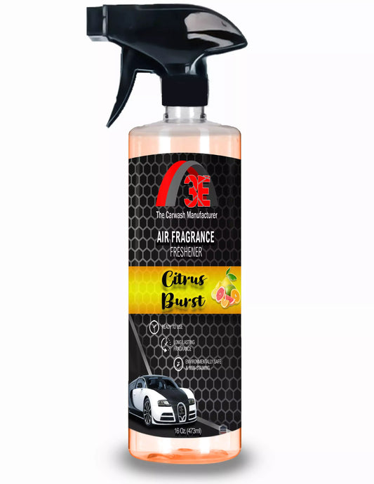 3E The Carwash Manufacturer Citrus Burst Air Freshener and Odor Neutralizer 16oz spray bottle.