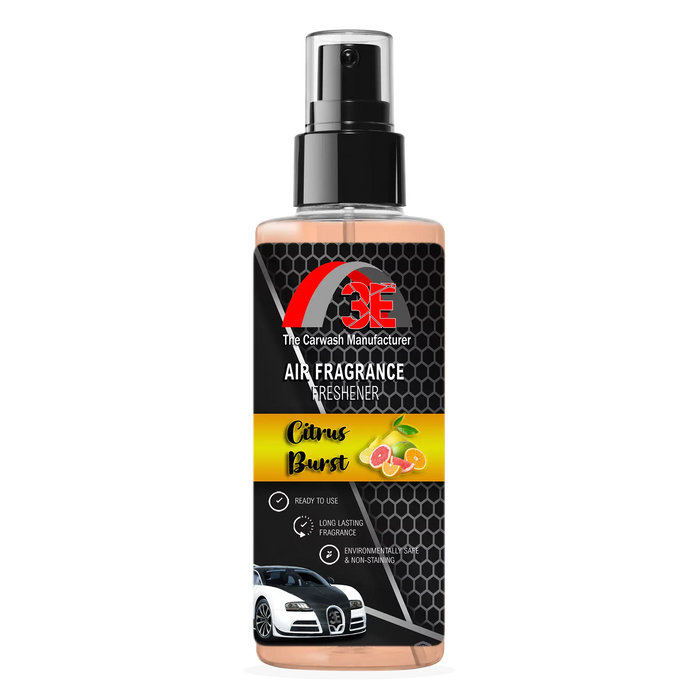 3E The Carwash Manufacturer Citrus Burst Air Freshener and Odor Neutralizer 4oz spray bottle.