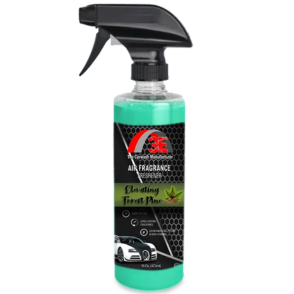 3E The Carwash Manufacturer Elevating Forest Pine Air Freshener and Odor Eliminator 16 oz spray bottle.