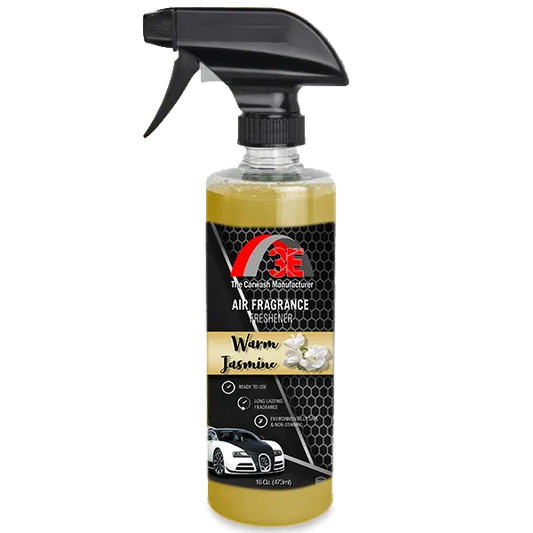 3E Warm Jasmine Air Freshener in 16oz spray bottle – long-lasting floral scent and odor eliminator.