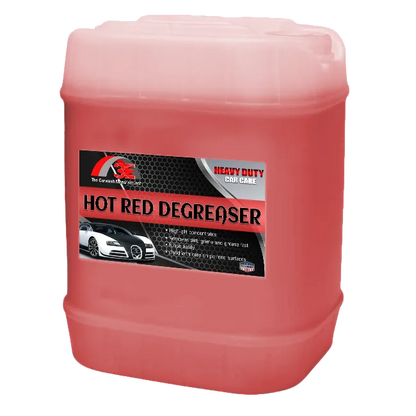 5 gallon Hot Red Car & Engine Degreaser – heavy duty automotive degreaser for engines, wheels, and tire cleaning display image.