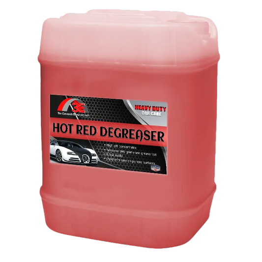 5 gallon Hot Red Car & Engine Degreaser – heavy duty automotive degreaser for engines, wheels, and tire cleaning display image.