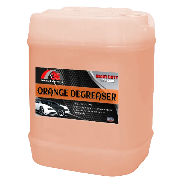 5 gallon Orange Car & Engine Degreaser – heavy duty automotive degreaser for engines, wheels, and tire cleaning display image.