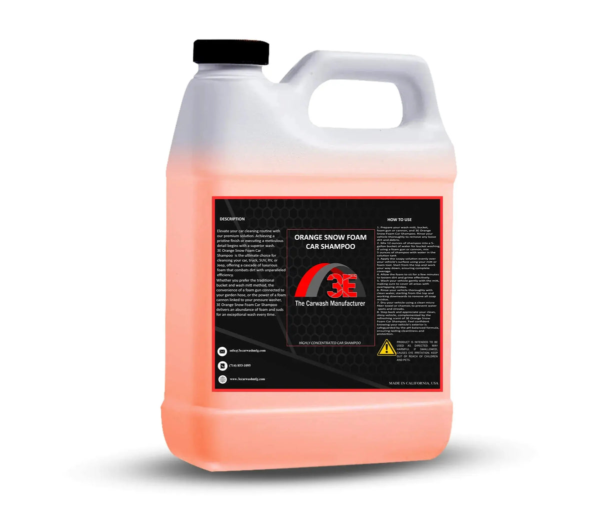 64oz Orange Snow Foam Car Shampoo – high foaming car shampoo for car wash owners and mobile detailers back view.