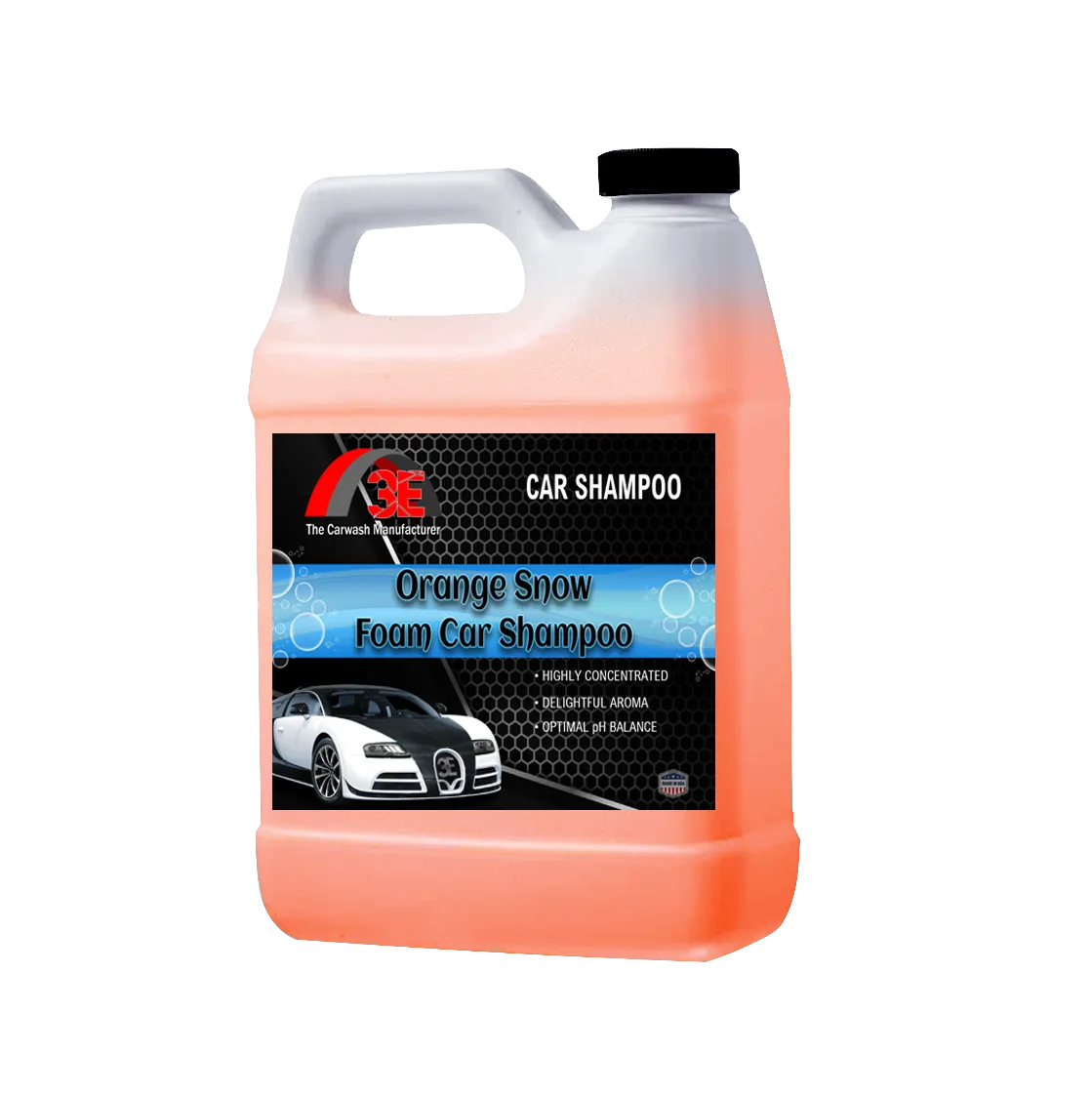 64oz Orange Snow Foam Car Shampoo – high foaming car shampoo for car wash owners and mobile detailers display image.