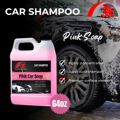 64oz Pink Car Wash Soap – high foaming car shampoo with bubblegum scent, premium suds, and concentrated formula.