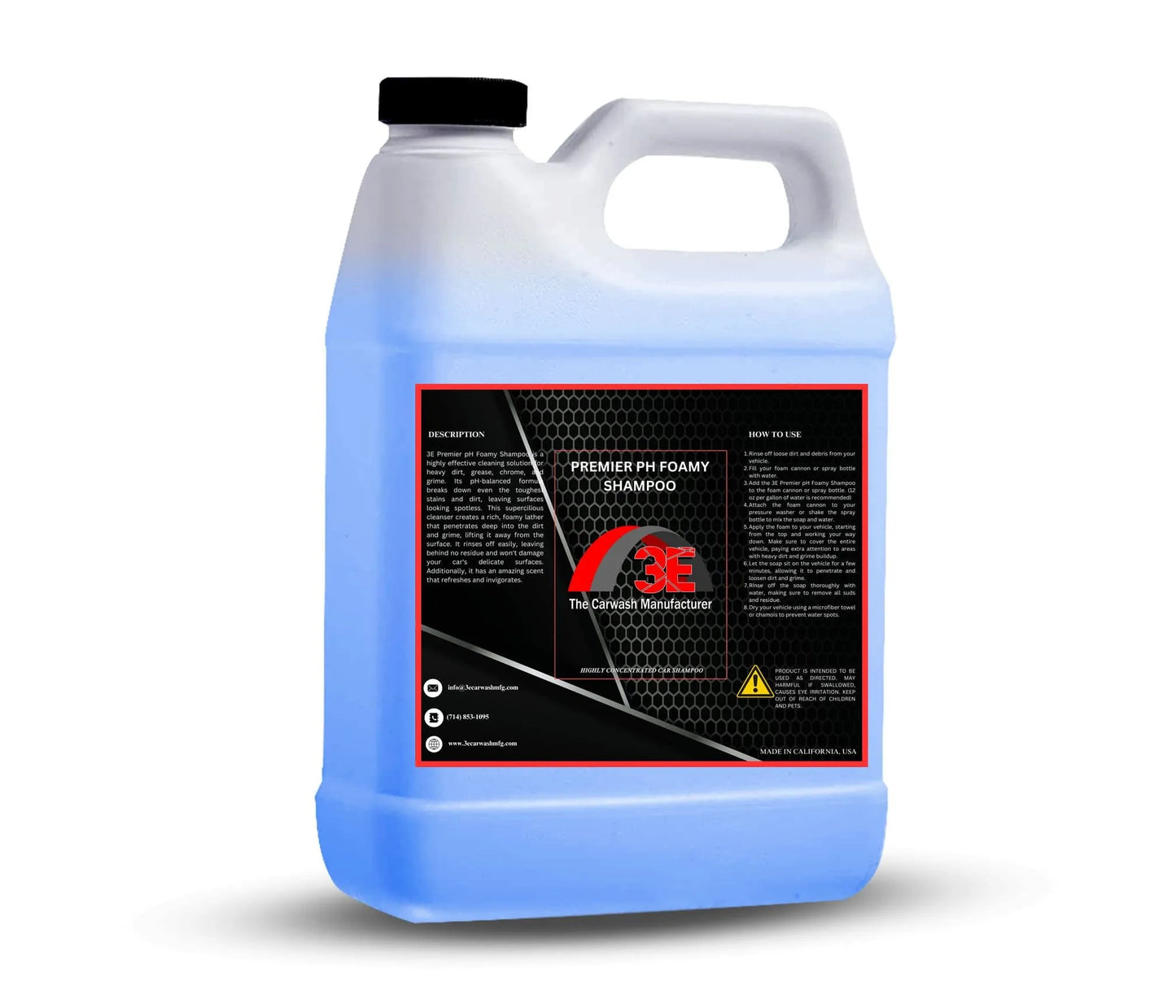 64oz Premier pH Foamy Car Shampoo – professional pH balanced car wash soap for frequent washing and mobile detailing back view.