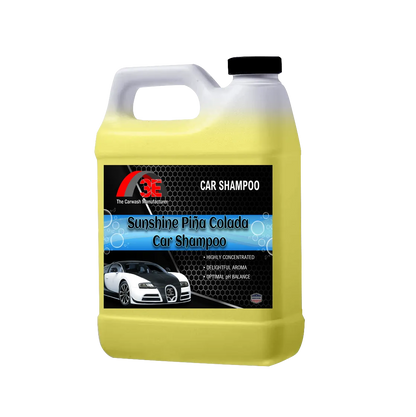 64oz Sunshine Pina Colada Car Shampoo – tropical high foaming car wash soap for detailers and car wash use display image.