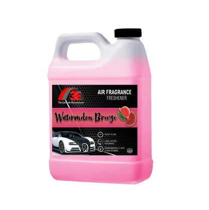 64 oz Watermelon Breeze Air Freshener by 3E The Carwash Manufacturer – long-lasting sweet scent and odor eliminator in pink liquid container.