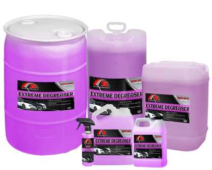 All sizes of Extreme Degreaser the car degreaser and engine degreaser for car wash owners and tunnel car wash cleaning.